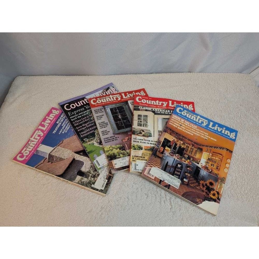 Country Living Magazine Lot - 5 Issues Decorating Cooking Antiques Real Estate